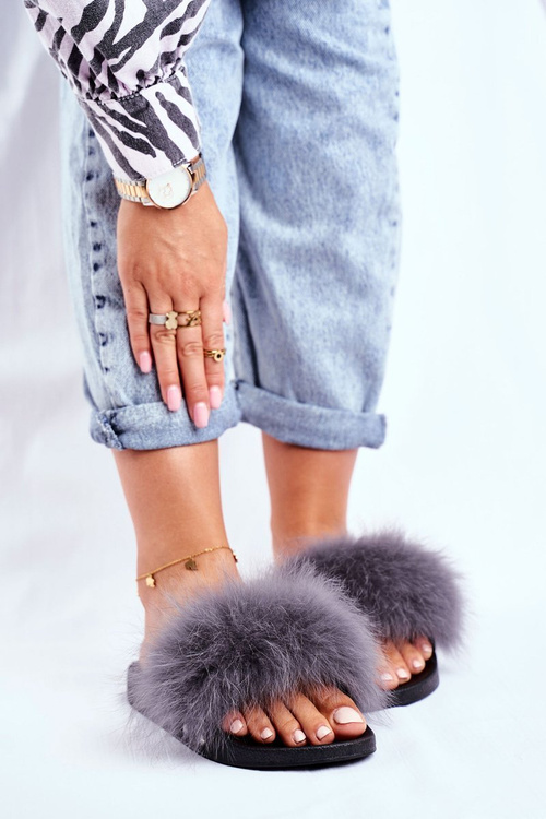 Ženské žabky s prírodným kožušinovým bushidom