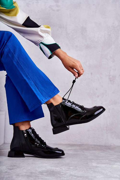 Lakované Holínky S Dekorací Černe Betrix