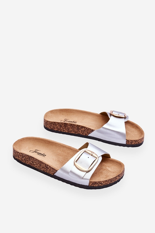 Dámske klasické papuče na Cork Platform Silver NOA