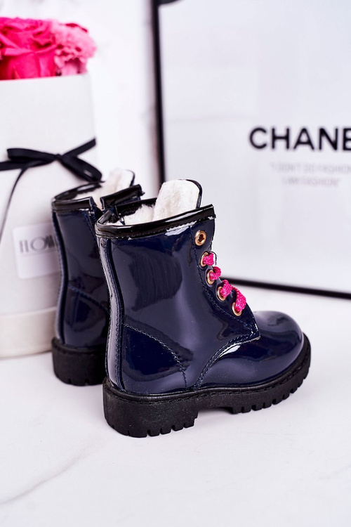 Dětské Izolované Boty Lakované Tmavě Modré Pinkie