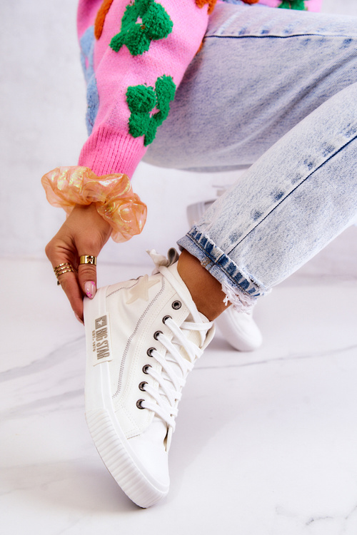 Klasické vysoké tenisky veľká hviezda jj274379 biela