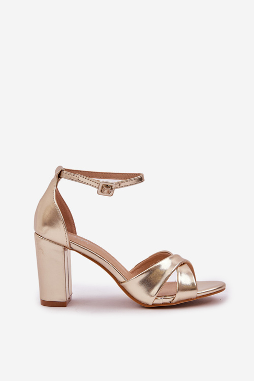 Sandále Na Opätku Z Eko Kože Zlaté Lanaria