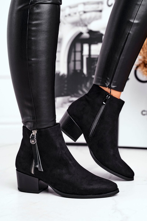 Dámské kotníkové boty na podpatku černé Discretely