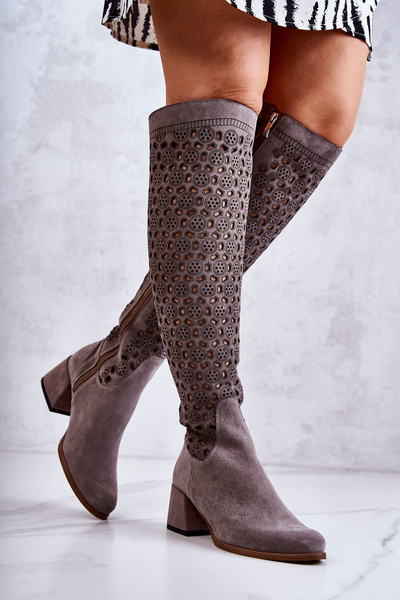 Semišové topánky so šedým vzorom Hekilea Openwork