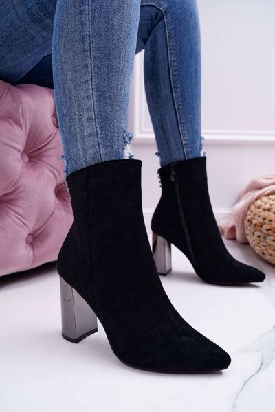 Dámské Kotníkové Boty Na Stříbrném Podpatku Černé Dimmy
