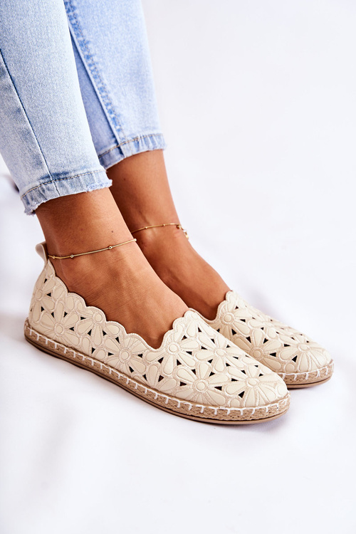 Dámske slip-on balerínky s kvetinovým vzorom béžové Vennice