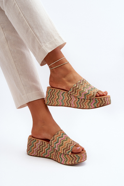 Dámské žabky na podpatku béžové Vanarila