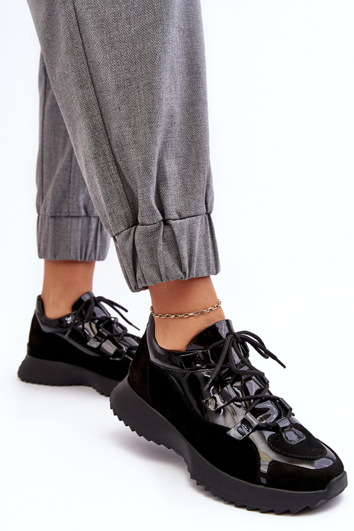 Kožené lakované dámske športové topánky M01/2 Zazoo Black