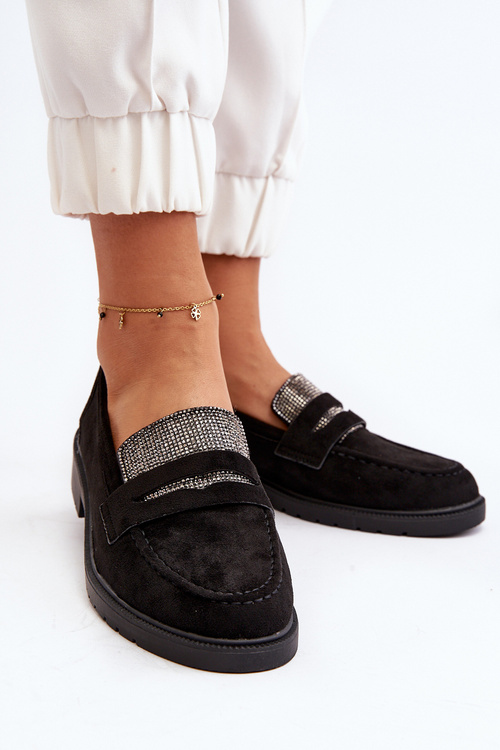 Dámske zdobené čierne mokasíny Dananei