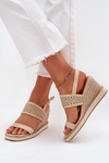 Dámské Sandály S Prodyšným Designem Na Klínu S Pletením Béžové Zolira