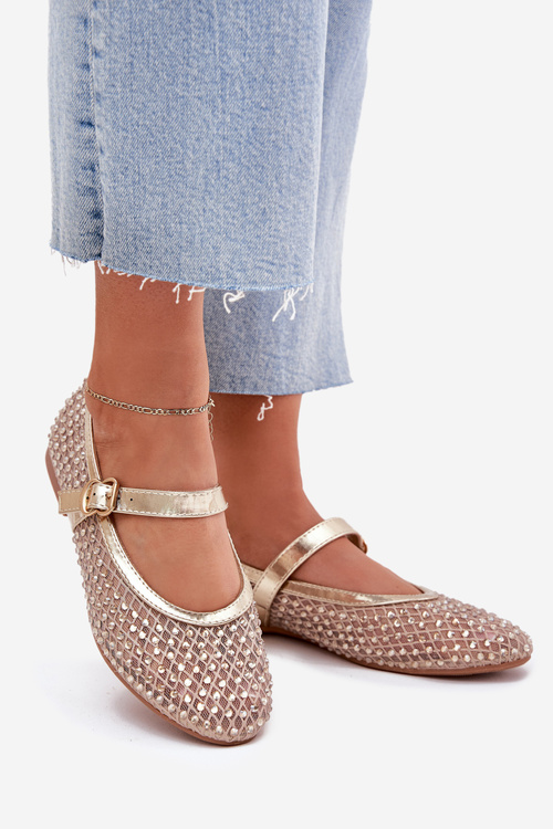 Zdobené Dámske Baletky S Pásom A Sponou Zlaté Avirae