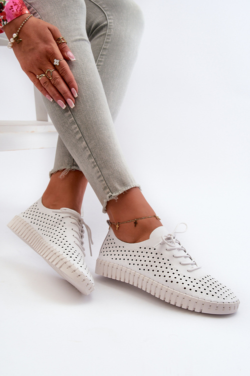 Dámské kožené tenisky s vyšívaným vzorem Bílé Ilvima