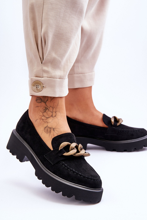 Dámske semišové Moccasins S.Barski Hx52-222 Čierna