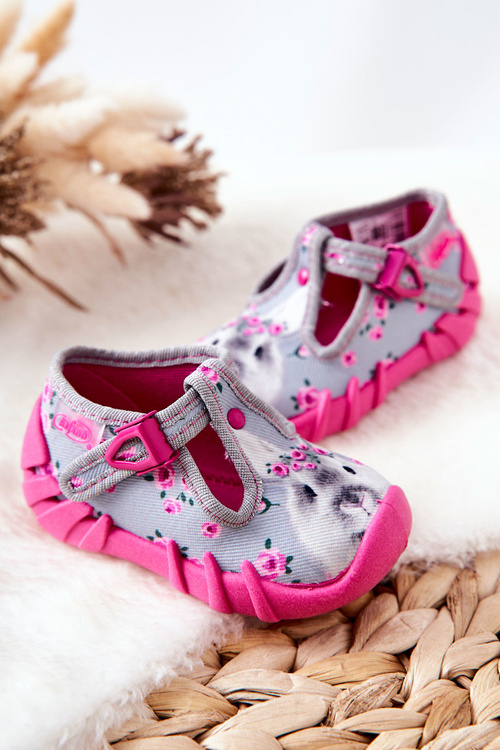 Topánky papci befado Bunny 110P425 Gray-ružové