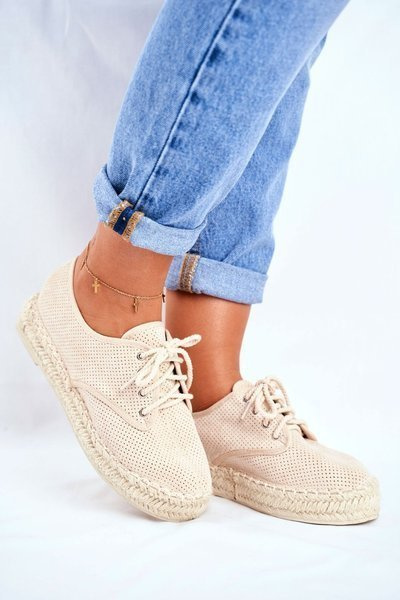 Ženské espadrilles na platforme Sonya Beige Linen Platform