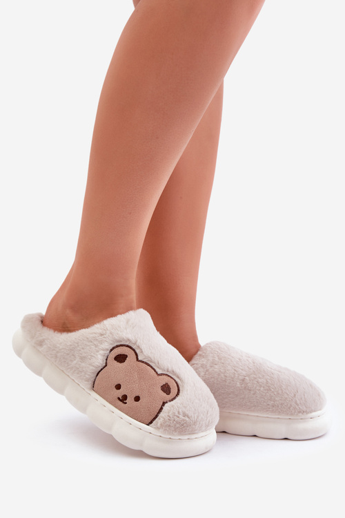 Dámské Kožené Pantofle Medvědi Béžové Firedi