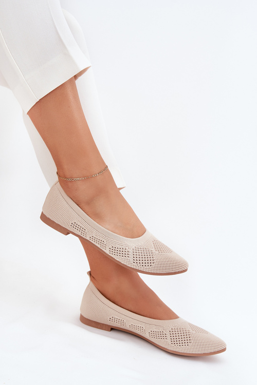 Materiálové Dámske Baleríny Béžové Zelira