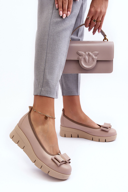 Kožené baleríny na plošine s dekoráciou Beige Lewski 3384