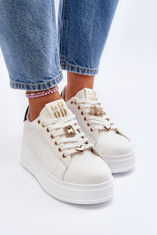 Dámske tenisky na platforme s bielymi ozdobami Herbisa