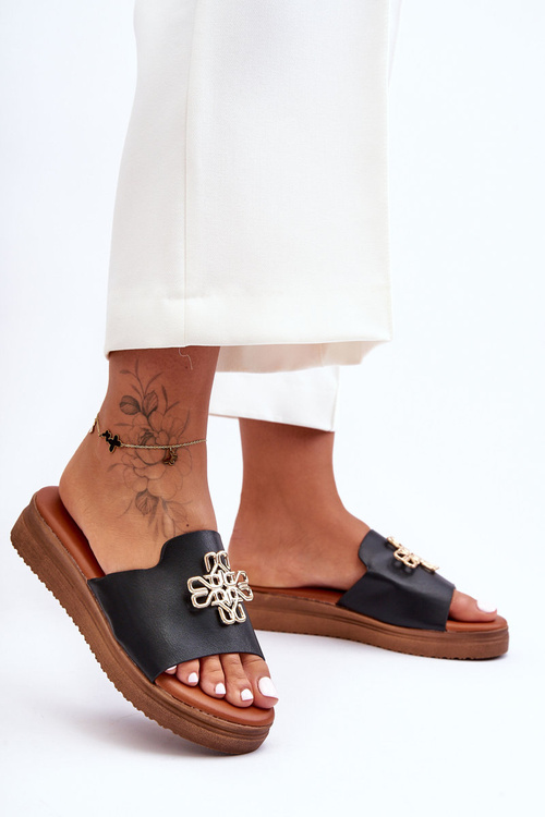 Dámska kožená platforma Plippers s ozdobou