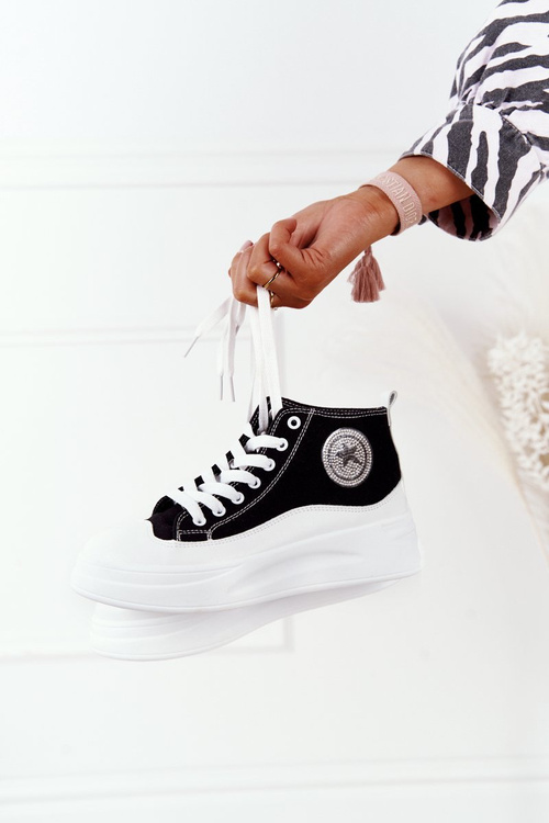 Dámské Vysoké Tenisky Na Platformě Černé Nice Girl