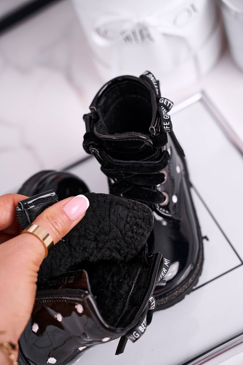 Dětské boty lakované zateplené černé Essie