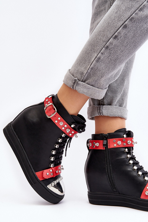 Dámské Teplé Klínové Boty S Tryskami Semišové Černé Lu Boo