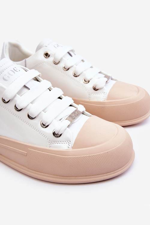 Ženské lakované tenisky na platforme Goe LL2N4020 biela