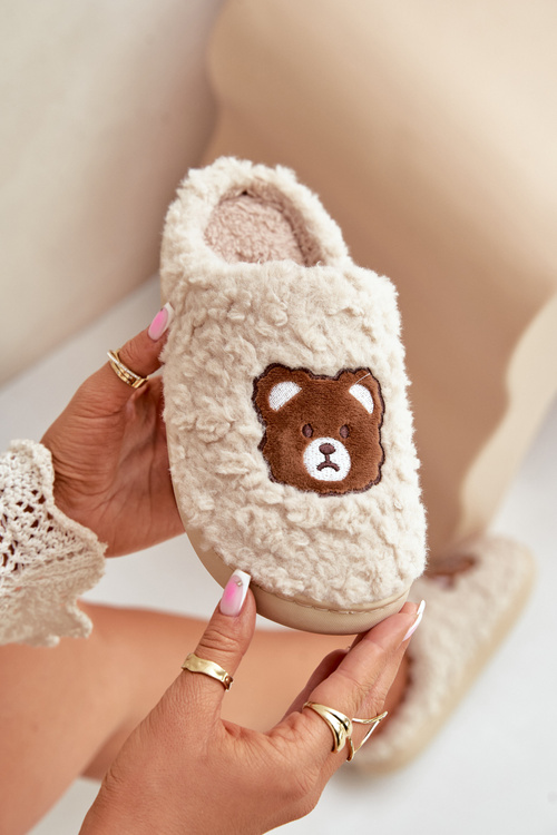 Dámské Pantofle S Kožešinou Typu Beránek A Medvídkem Béžové Temiena