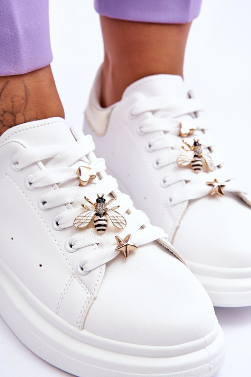 Dámská sportovní obuv na masivní platformě bílé a zlato Chante