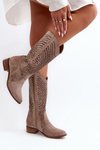 Zazoo 3305/P cappucino Openwork Calf Boots.