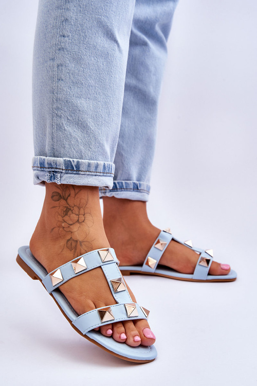 Dámské pantofle s velkými cvočky Modrý Mercure