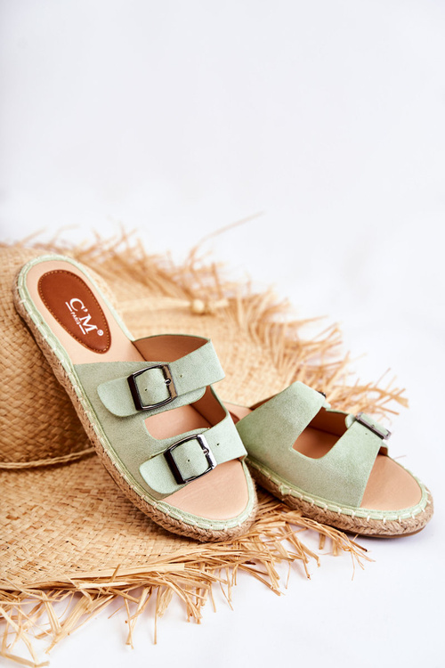 Klasické semišové dámské pantofle zelené Casilda