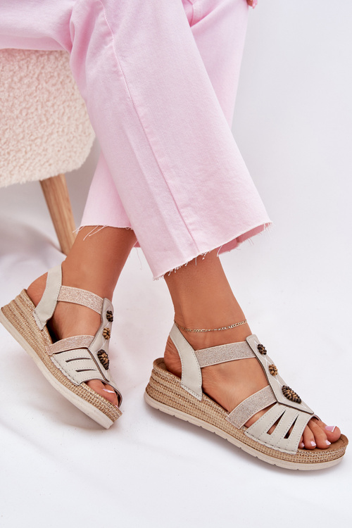 Dámské Sandály Na Klíně S Ozdobami Světle Béžové Inblu RV000015