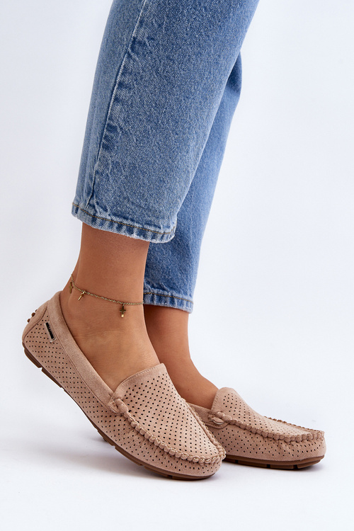 Dámske preletené mokasíny béžové Rasirna