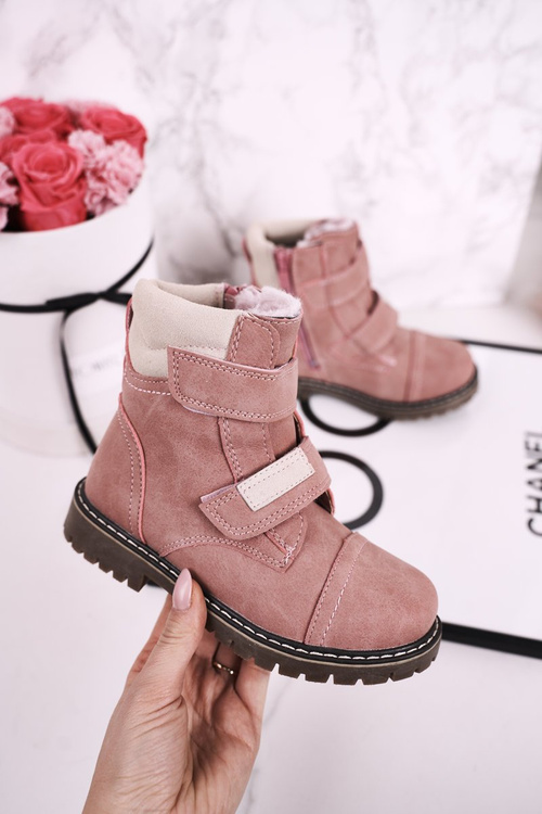 Dětské Boty Izolované Kožešinou Růžové Emma