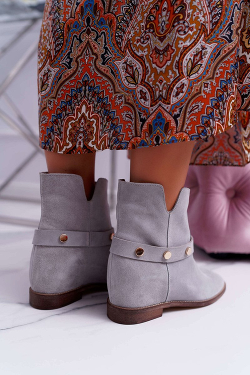 Dámské Kotníkové Boty Laura Messi 1890 Kožené Grey Darmah