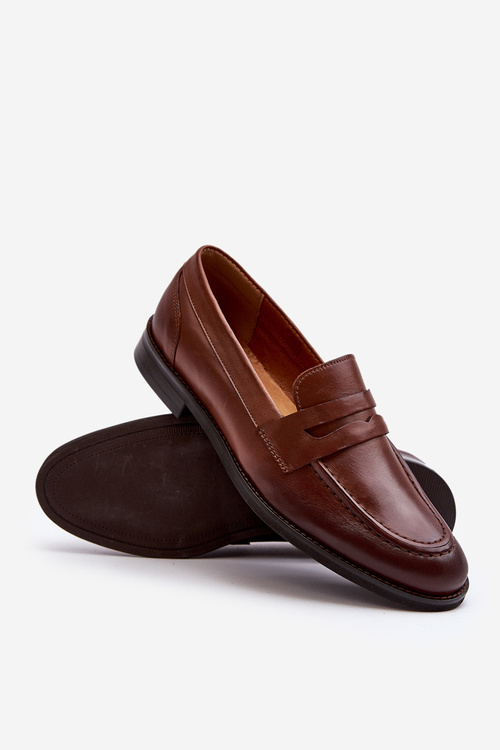 Mužské kožené polobotky Loafer Zazoo 1570/1 hnědé