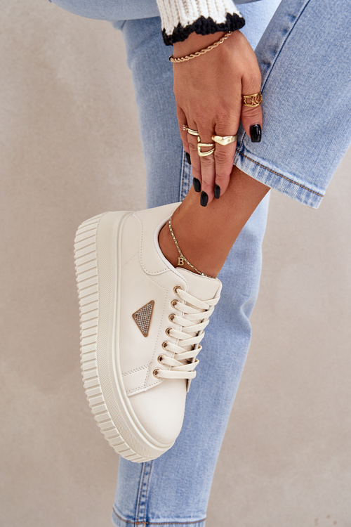 Stylové tenisky na masivní platformě světle béžové Vallexia