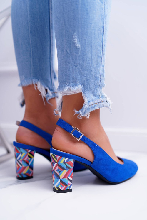 Dámské Lodičky Na Podpatku Sergio Leone SK788 Modré Lati