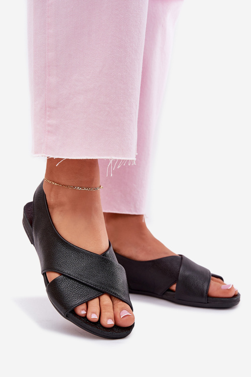 Dámske kožené sandále čierne Zazoo 40407