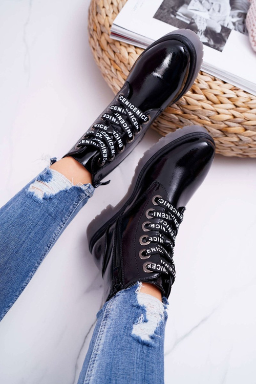 Dámske ploché topánky na päty maľované Glany Black Sergio Leone TR726