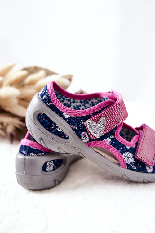 Befado Sandály na suchý zip 065X151 Námořnická modrá a růžová