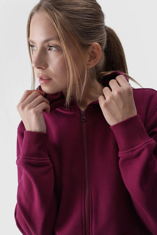 Dámska Mikina S Kapucňou Rozopínacia Bavlnená 4F Šedá 4FWMM00TSWSF1467-27M