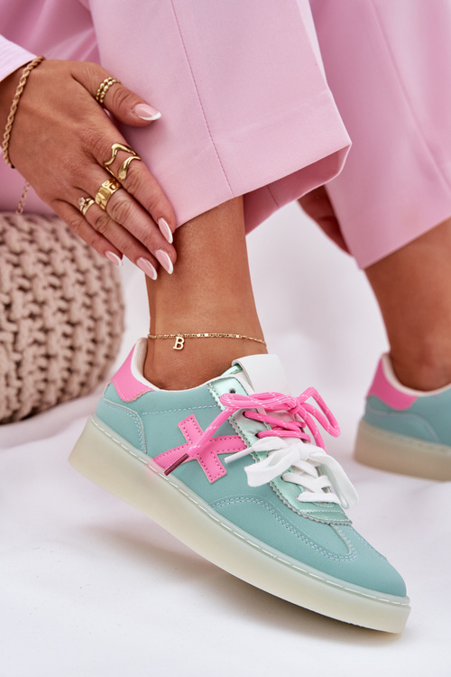 Nízké Dámské Sportovní Boty V Leopardím Mintově-Růžové Zelevelis