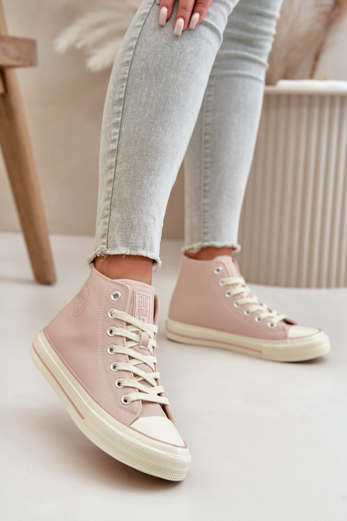 Dámske Zateplené Tenisky Z Eko Kože Ružové Big Star OO274933