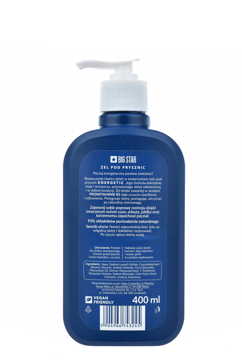 Sprchový Gel Energetic Pánsky Big Star 400 Ml