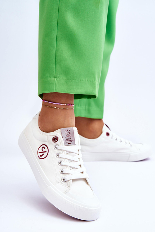 Dámske materiálne tenisky krížové džínsy LL2R4043 biele