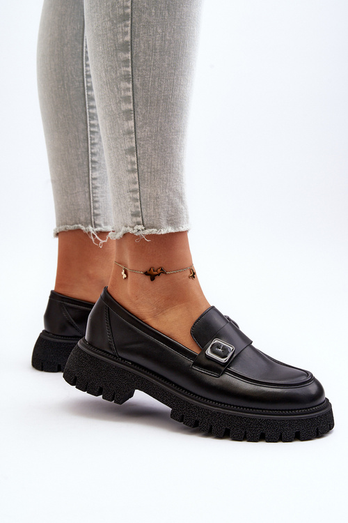 Čierne dámske mokasíny Flanila s remeňom