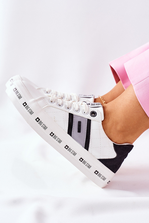 Kožené Tenisky Na Platformě BIG STAR II274071 Bílé